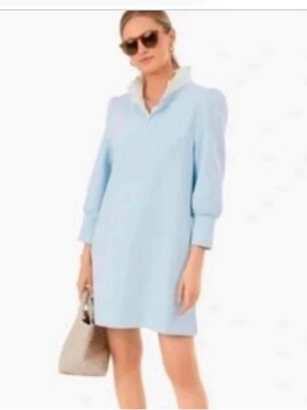 Pomander Place Charlotte Terry Ruffle-Collar Shirt Dress Tuckernook
